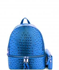 Ostrich Croc Backpack with Wallet OS1082W RBLUE
